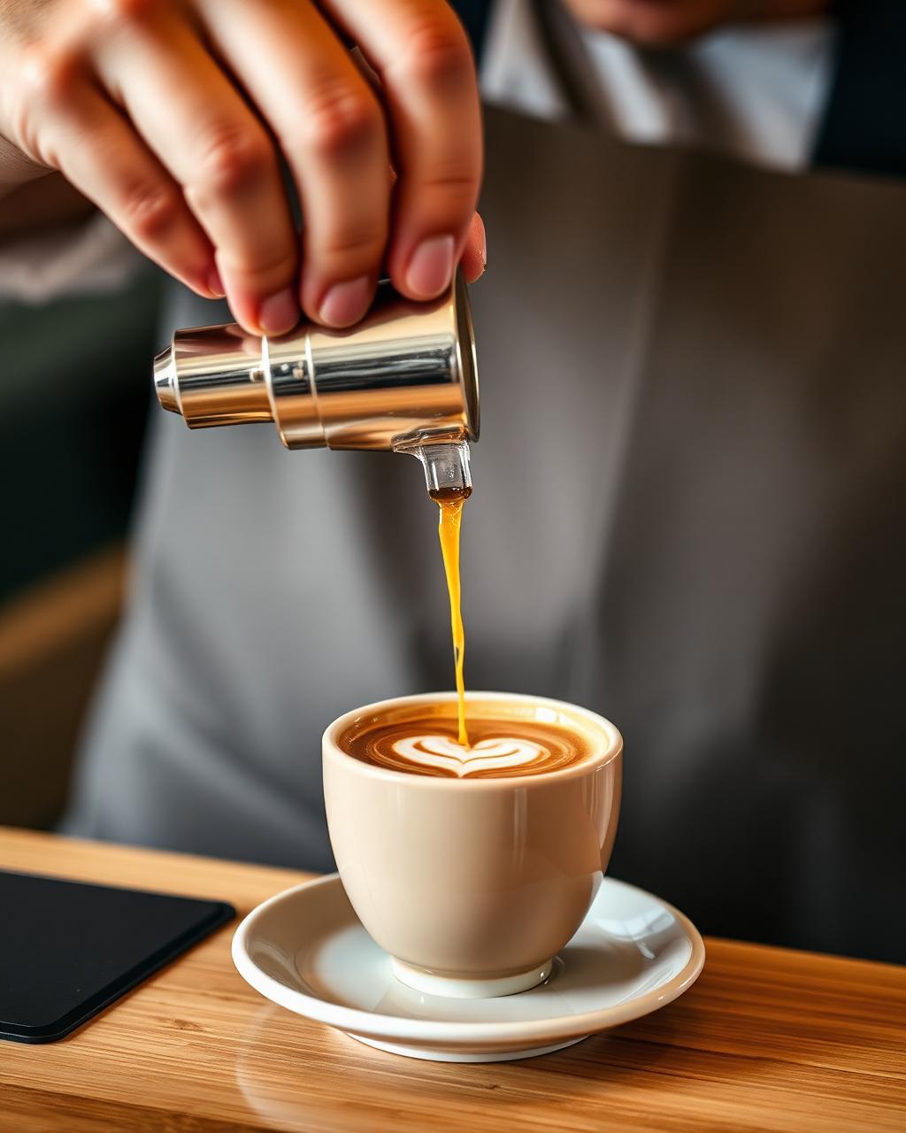 Barista på Evita lager latte art